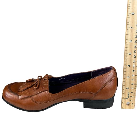 Hotter Comfort Shipley Loafers Women Size 8.5 Brown Leather Tassel Slip On Shoes - Picture 9 of 10